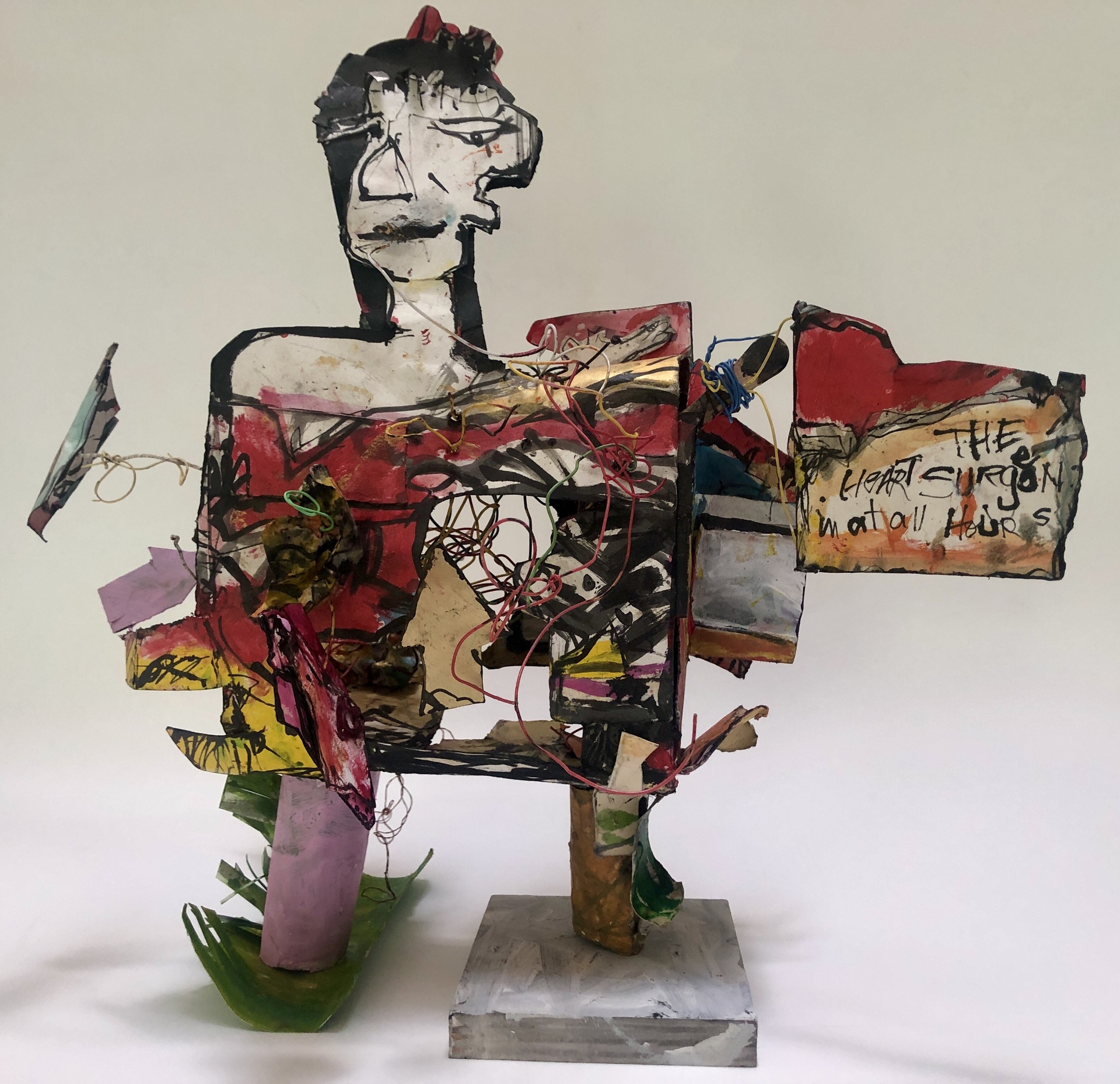 Ann Bingham-Freeman Abstract Figure Sculpture Using Ink, Acrylic, Paper, Watercolor and Wire 